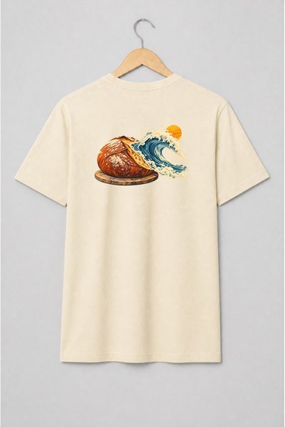 Generic Brand Tricou unisex cu Pâine artizanală cu val oceanic stil vintage