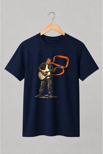 Generic Brand Tricou unisex cu Chitarist cu chitară acustică în stil vintage