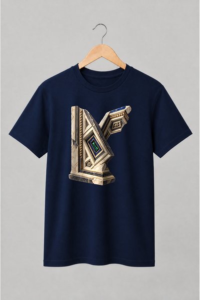 Generic Brand Tricou unisex cu Literă N în stil arhitectural clasic