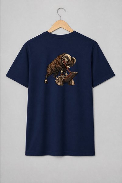 Generic Brand Tricou unisex cu Berbec cu coarne și pod mobil medieval