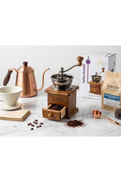 LOVYCO Wooden Manual Coffee Grinder - Nostalgic Bean Grinder with Adjustable ...
