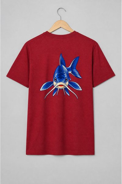 Generic Brand Tricou unisex cu Crap albastru pentru pescari