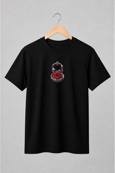 Generic Brand Tricou unisex cu Cutie de pudră vintage cu inimă și fundă