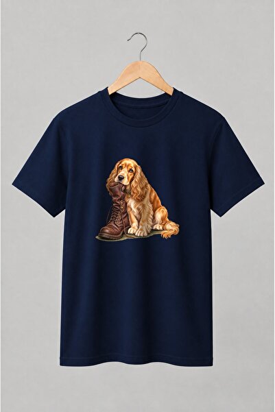 Generic Brand Tricou unisex cu Cocker spaniel cu bocanc vintage
