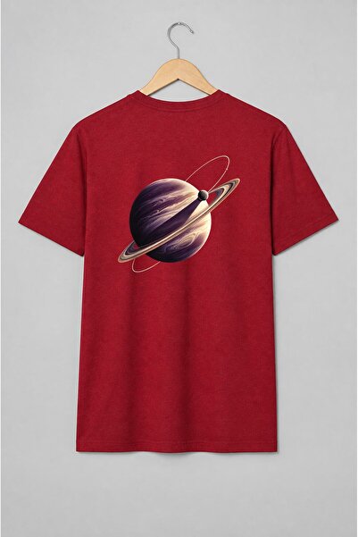 Generic Brand Tricou unisex cu Saturn cu inele în stil retro