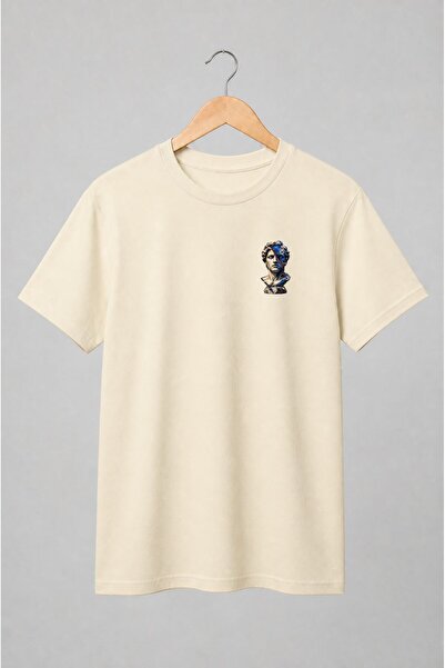 Generic Brand Tricou unisex cu Bust statuar bicolor cu fisură roșie contemporan