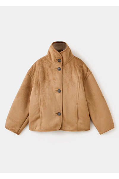 MANGO Kids Kürklü süet görünümlü palto
