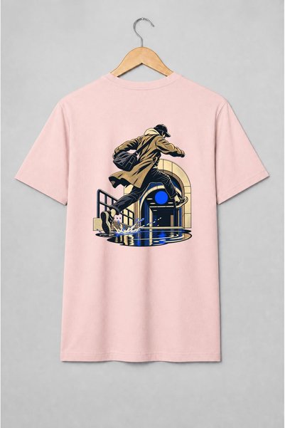Generic Brand Tricou unisex cu Personaj urban în săritură streetwear