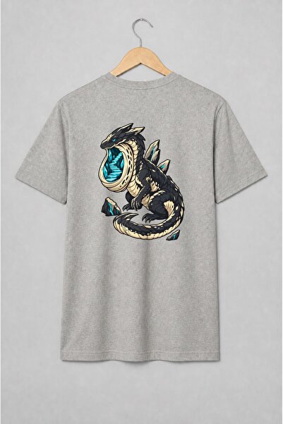 Generic Brand Tricou unisex cu Dragon negru cu scară de cristal fantasy