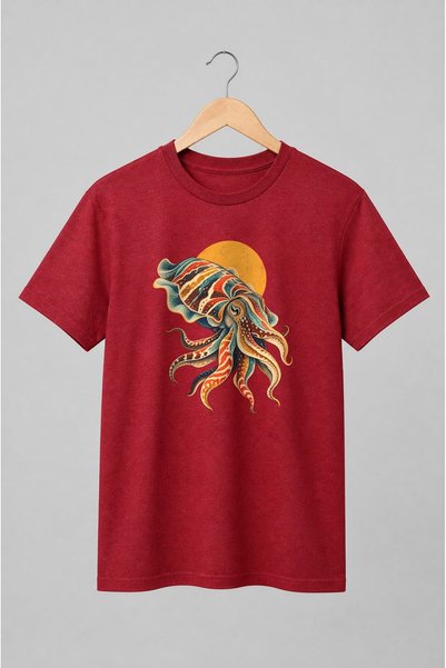 Generic Brand Tricou unisex cu Sepie marină vintage