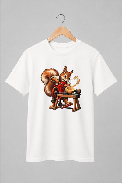 Generic Brand Tricou unisex cu Veveriță artizan la strung de lemn