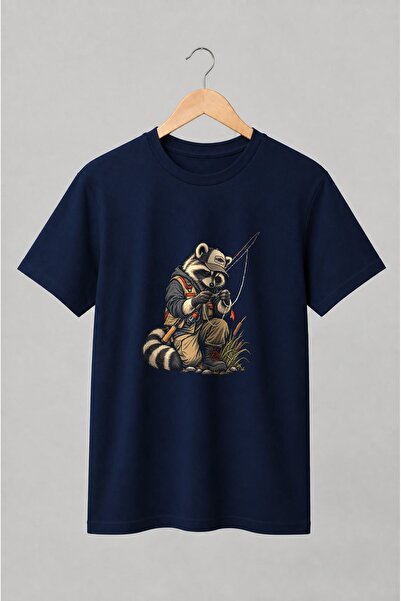 Generic Brand Tricou unisex cu Raton pescar cu undiță pentru pasionații de pe...