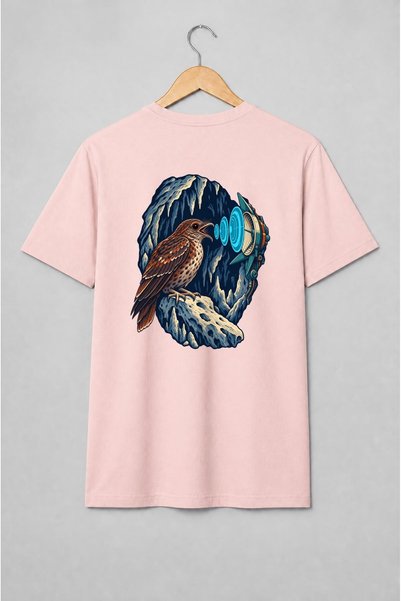 Generic Brand Tricou unisex cu Pasăre cu sonar în peșteră în stil SF