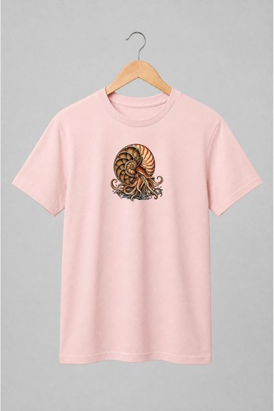 Generic Brand Tricou unisex cu Caracatiță cu cochilie spiralată stil vintage