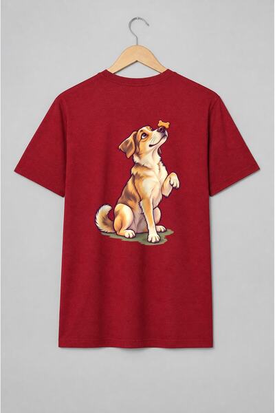 Generic Brand Tricou unisex cu Câine cu os deasupra nasului ilustrație jucăușă
