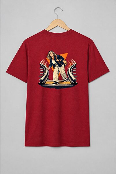 Generic Brand Tricou unisex cu Femeie călătoare pe peron, ilustrație vintage