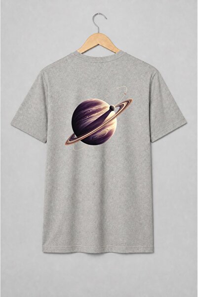 Generic Brand Tricou unisex cu Saturn cu inele în stil retro