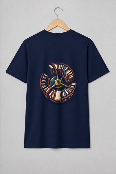 Generic Brand Tricou unisex cu Bibliotecă circulară cu cărți în stil vintage