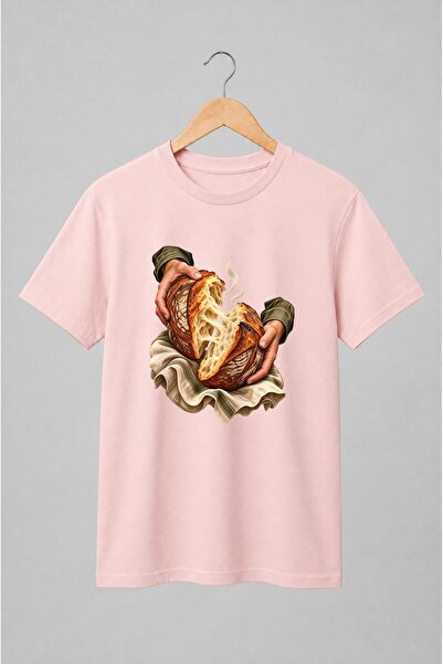 Generic Brand Tricou unisex cu Pâine artizanală ruptă stil rustic