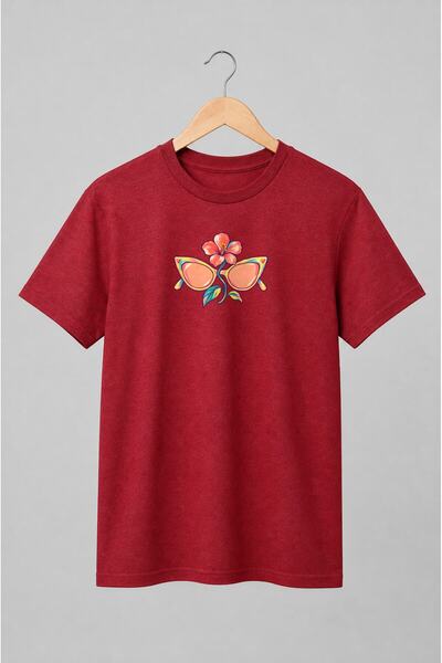 Generic Brand Tricou unisex cu Ochelari de soare cu floare stil retro romantic