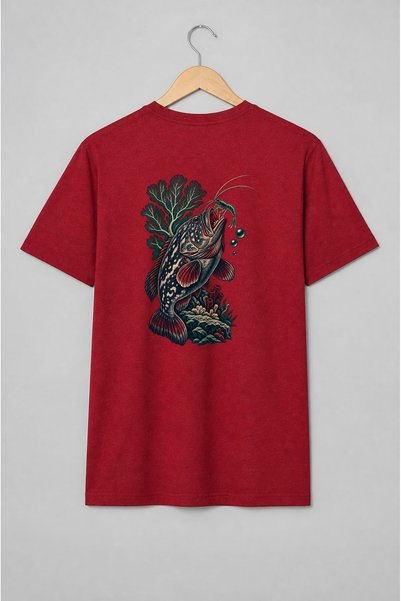 Generic Brand Tricou unisex cu Pește de recif cu crevete în stil de gravură m...