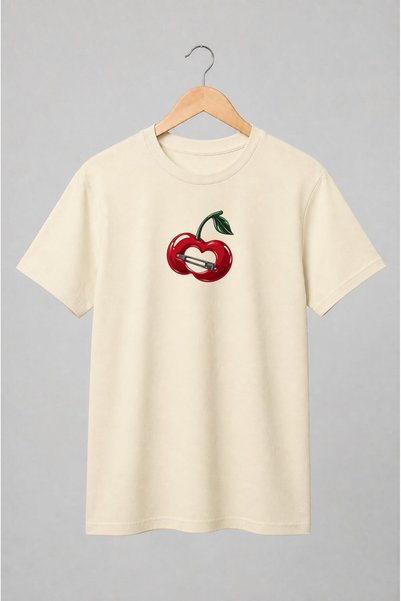 Generic Brand Tricou unisex cu Cireașă în formă de inimă cu agrafă de păr rom...