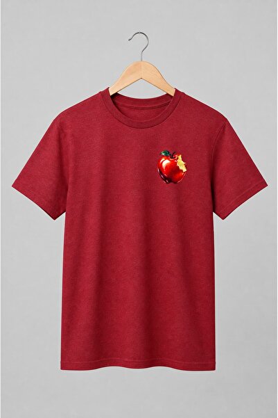 Generic Brand Tricou unisex cu Măr roșu mușcat pop-art