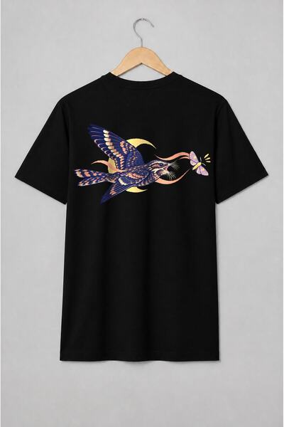Generic Brand Tricou unisex cu Rândunică în zbor și fluture vintage
