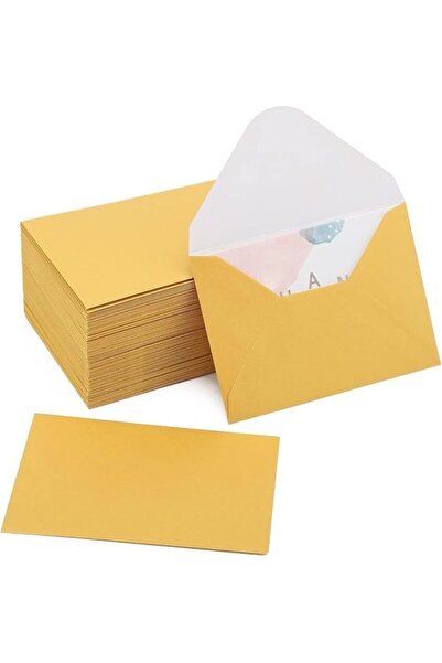 GENERAL 100 Pack Luxury Small Mini Envelopes, Metallic Gold 120GSM Paper Enve...