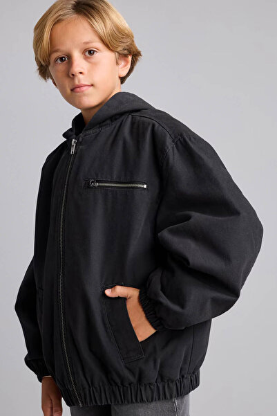 DeFacto Hooded Black Boy's Coat H0425A8/Bk51