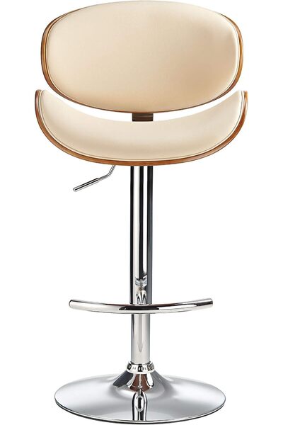 Generic Modern Hudson Bar Stool in Cream with Walnut Legs Stylish Kitchen Cou...