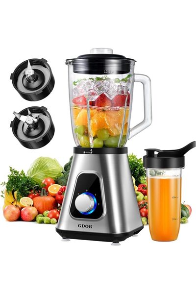 Gdor Blender Blender 1100W, Blender Smoothie Maker with 1.5L Glass Pitcher an...