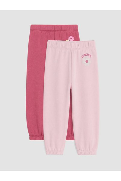 LC Waikiki Two Mt Shop Quality Lcw Kids Pink 3 Thread Raster Printed Elastic Waist Girls' Leggings