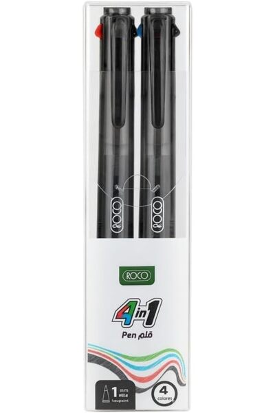 Roco 4-in-1 Assorted Colors 1 mm Ballpoint Multi-Function Ink Pen 2-Pieces Set
