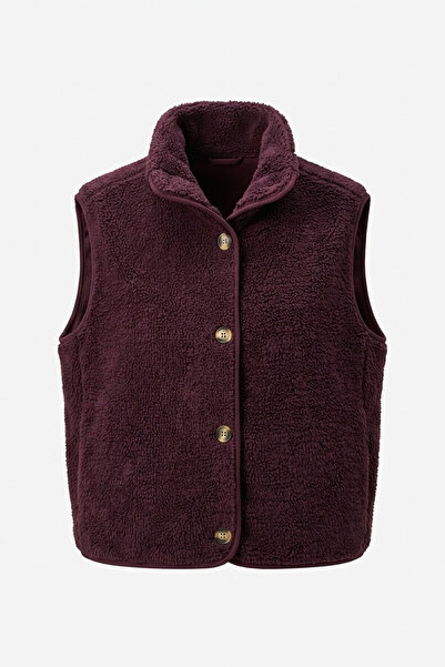 MAGARDE Düğmeli Premium Düğmeli Polar Yelek- MÜRDÜM