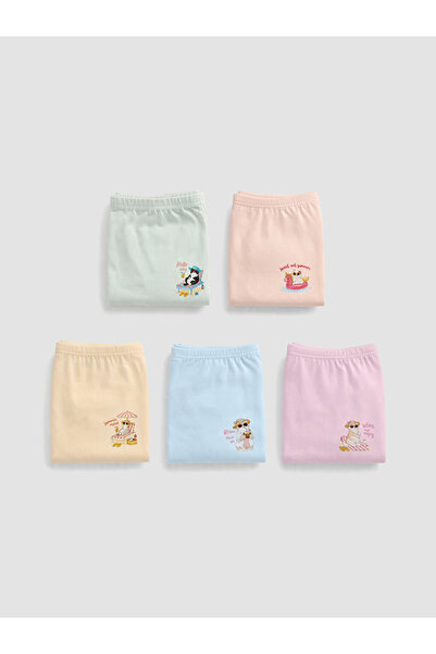 LC Waikiki Rmz Gi̇yi̇m Farkiyla Printed Girls' Boxer Shorts 5-Pack