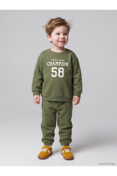 LC Waikiki Nevavm Farkıyla Lcw Baby Khaki Printed Baby Boy Tracksuit Set