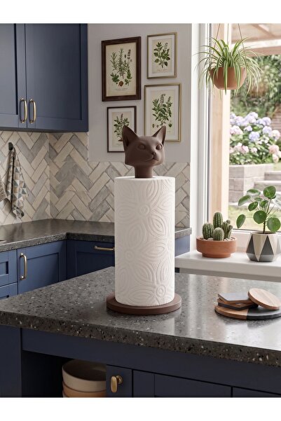 Dumledo Brown Adjustable Paper Towel Holder & Napkin Holder with Cat Figure –...
