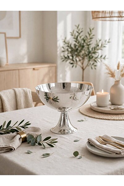 Generic Brand Steel Dessert Plate with a Distinctive Large Base