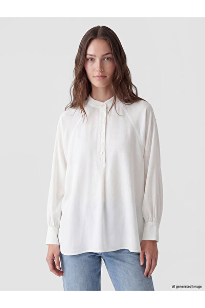 LC Waikiki Nevavm Lcw Modest Ecru Judge Collar Women's Shirt Tunic with a Dif...