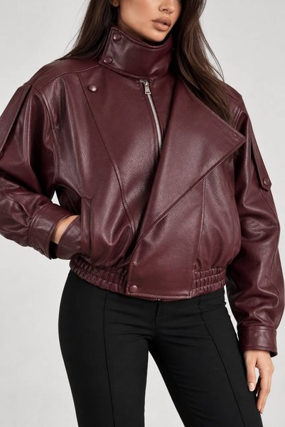 COJIKO High Collar Zr Model Leather Jacket