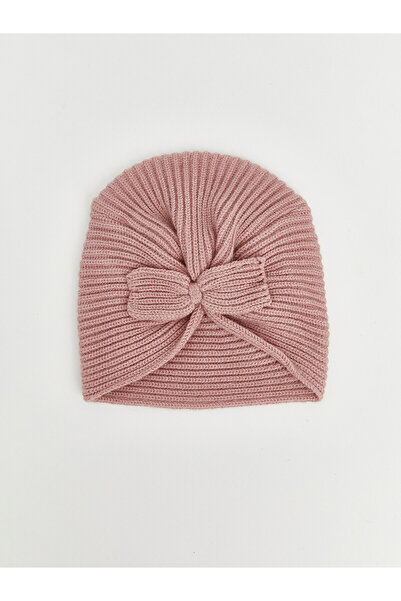 LC Waikiki Nevavm Lcw Baby Pink Knitwear Plain Baby Girl Beanie with a Differ...