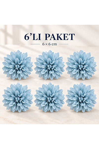 Naderi Çiçeği 6 Adet Yapay Krizantem Kasımpatı Çiçek Başı 6x6 cm Mavi Süsleme...