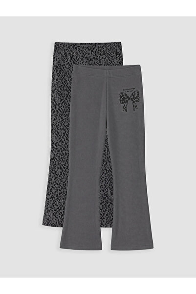 LC Waikiki Rmz Gi̇yi̇m Farkiyla Girls' Spanish Flared Leggings 2-Pack