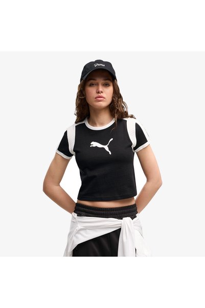 Puma تي شيرت نسائي أسود من Graphic Ringer