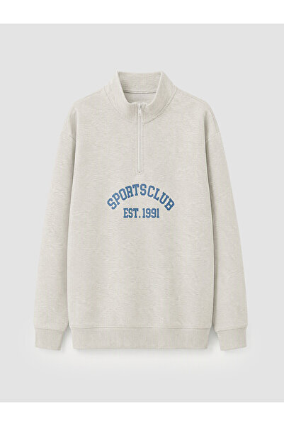 LC Waikiki Two Mt Shop Quality Lcw Kids Gray Stand Collar Boys' Sweatshirt