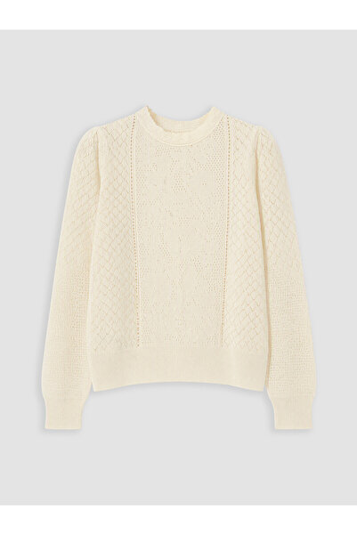 LC Waikiki Nevavm Lcw Comfort White Knitwear Openwork Oval Neck Women's Sweat...