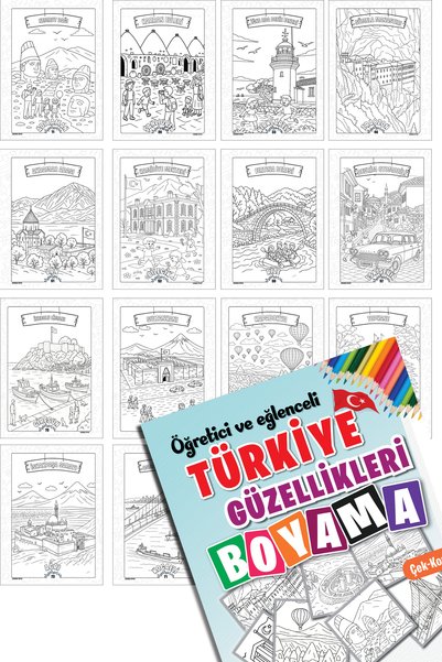Kesman Kitap Turkish Beauties + Wonders of the World 2-Piece Educational Tutorial Coloring Book Set