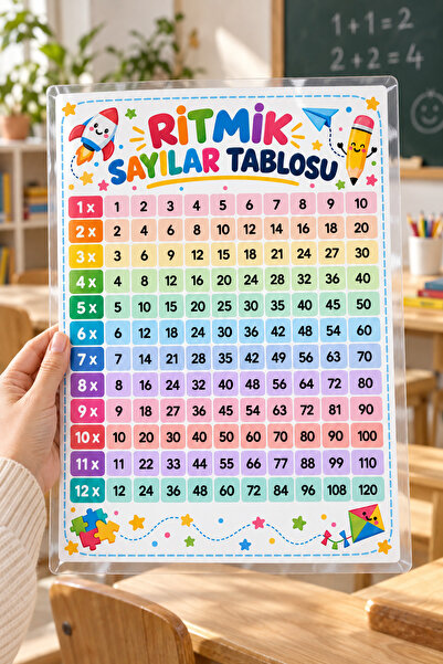 MMM Print Center Ritmik Sayılar Poster Eğitici Matematik Eğitim Materyali Pvc...
