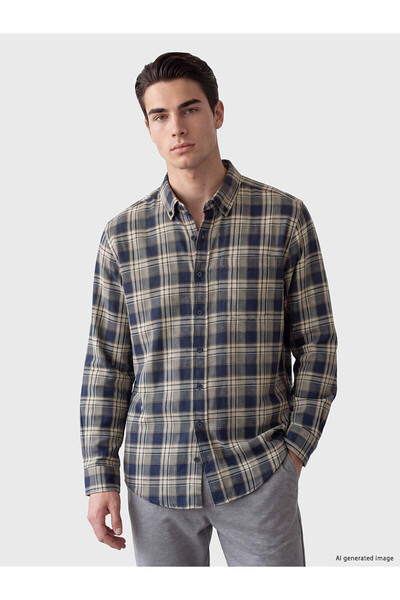 LC Waikiki Nevavm with Difference Lcwaikiki Classic Beige Gabardine Plaid Sta...